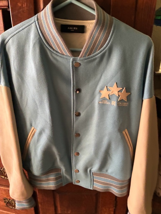 AMIRI Other - AMIRI Pastel Blue and Cream Varsity Jacket with Star Embroidery